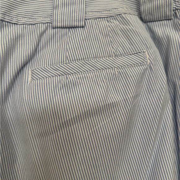 Talbots Woman 2 Pair:light blue/white stripe casual pants AND Tan slacks 12W - Picture 8 of 13